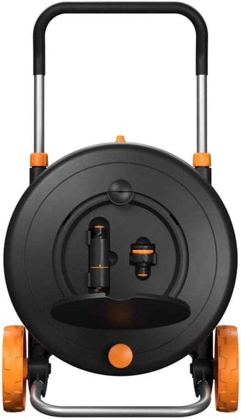 Fiskars Comfort L waterrad met wielen, all-inclusive bewateringsset, totaal bereik van 31,5 m, automatisch oprollen, universele tuinslang (Ø 13 mm), universele kraanaansluiting, 1071670