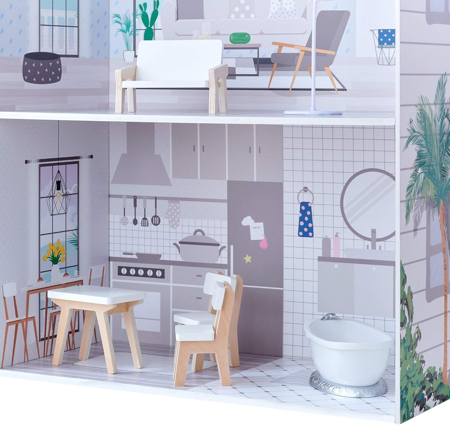 Teamson Kids Olivia's Little World gigantisch poppenhuis met meubels en accessoires, houten poppenhuis, 3-laags speelset voor poppen van 30 cm, vanaf 3 jaar