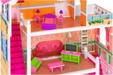 37916 - Poppenhuis - hout - 3 planken, - 17 accessoires Poppenhuizen Naty Shop