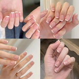 240 Set korte Franse valse nagels, vierkante kunstnagels, lijm op nagels, acryl nageltips, valse nagels voor vrouwen, DIY Nail Art