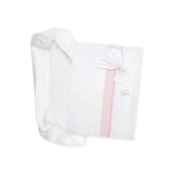 Wit en roze beddengoedset voor reiswieg, 1 hoeslaken, 1 bovenlaken met Aida-lintborduursel en 1 kussensloop, 100% katoen, gemaakt in Italië Naty Shop Quilts & Quilts Pink