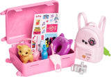 Barbie-pop, reisbarbie met blond haar, 10+ reisaccessoires, stickers, koffer, puppy, inclusief 1 pop, kindercadeau, speelgoed vanaf 3 jaar, HJY18