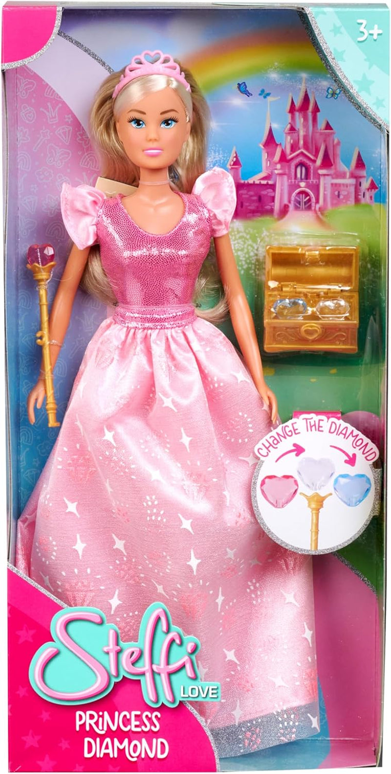Simba Steffi Love Princess Diamanten prinses speelpop met magische schatkist, scepter en diamanten, 29 cm, vanaf 3 jaar