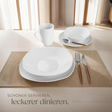 tectake® 12-persoons serviesset, 100-delige porseleinen serviesset, inclusief 12 borden, 12 dessertborden, 12 dinerborden, 12 kopjes, 12 ontbijtgranenschalen, slakom, melkkan, suikerpot