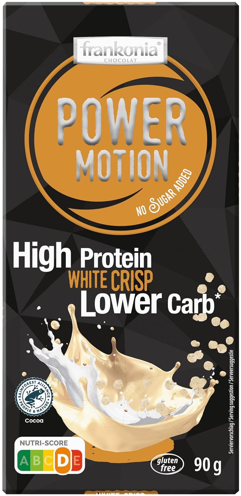 frankonia CHOCOLAT POWER MOTION zonder toegevoegde suiker - Knapperige witte chocolade met hoog eiwit- en laag koolhydraatgehalte, 90 g