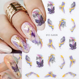 6 Blatt 3D Lila Schmetterling Nagelstickers Selbstklebend Nagelaufkleber Schmetterlinge Nagelsticker Bunte Blühen Marmor Nagelstickers Regenbogen Welle Linien Nail Art Aufkleber Nageldesign Zubehör
