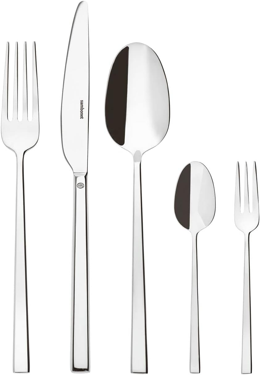 Sambonet 52562-N2 Rock RVS - Bestekset monobloc RVS 18/10 Keuken Naty Shop Set 12 personen - 60 delig