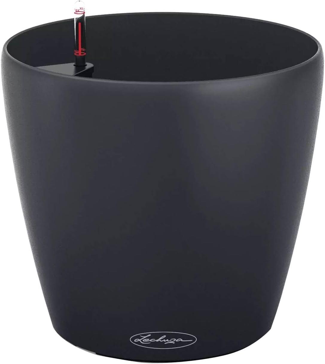 Plantenbak LECHUZA Classico Kleur ECO 60 Donkergrijs | Plantenbak met bewateringssysteem en waterniveau-indicator | Gemaakt van 100% gerecycled plastic | Matte afwerking | Ø 60 x 55,5cm | 18955