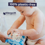 Eco-vriendelijke wegwerp-babydoekjes voor de gevoelige babyhuid 70 doekjes (1 pak) 99% water 100% plasticvrij voor gevoelige huid Eczeemgevoelige pasgeborenen Biologisch afbreekbaar Veganistisch