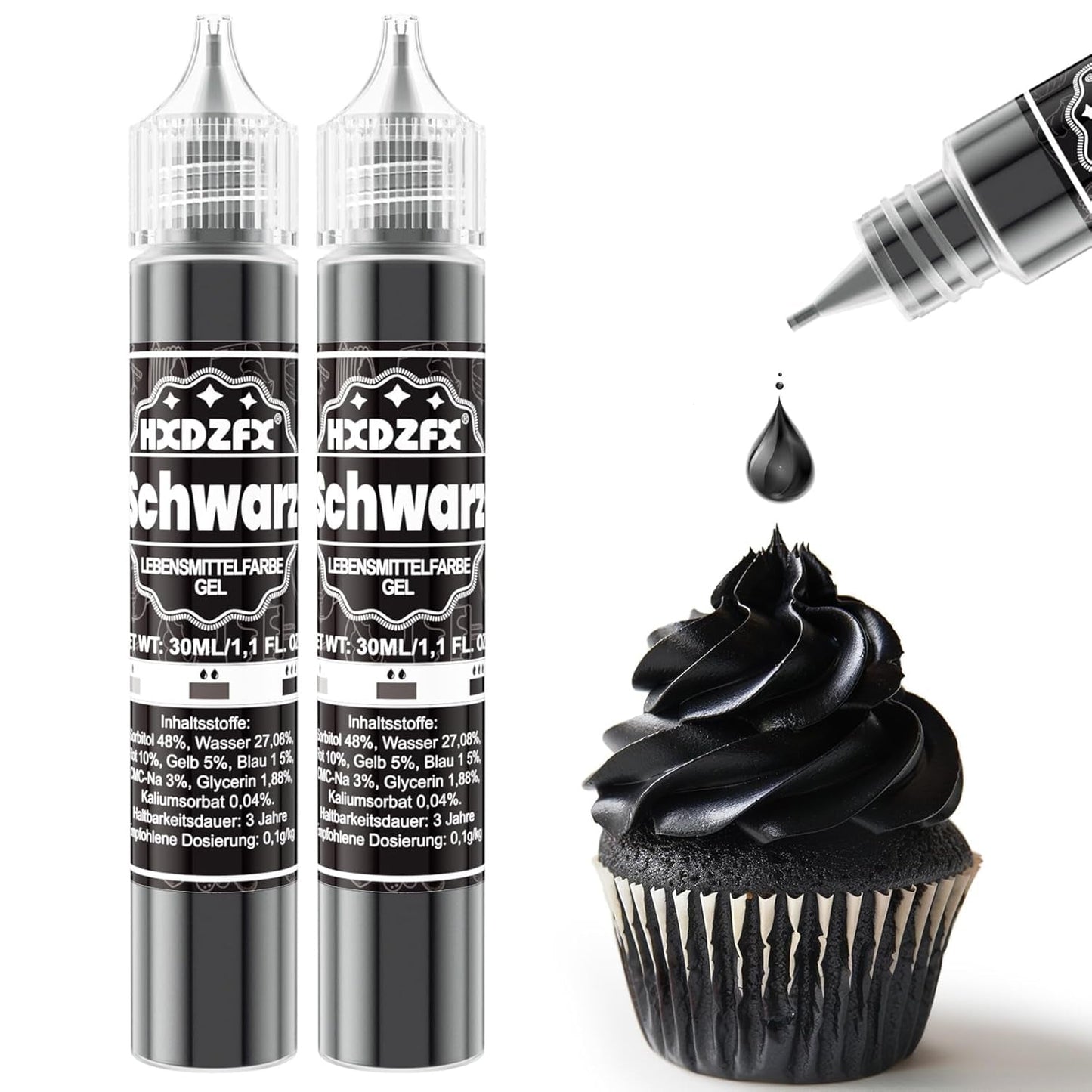 Gelvoedselkleuring - HXDZFX 2×30ml, suikervrije voedselkleuring, sterk geconcentreerd, voor het versieren van taarten, witte fondant, bitterkoekjes, koekjes, bakken, paaseieren, slijm (druivenpaars)