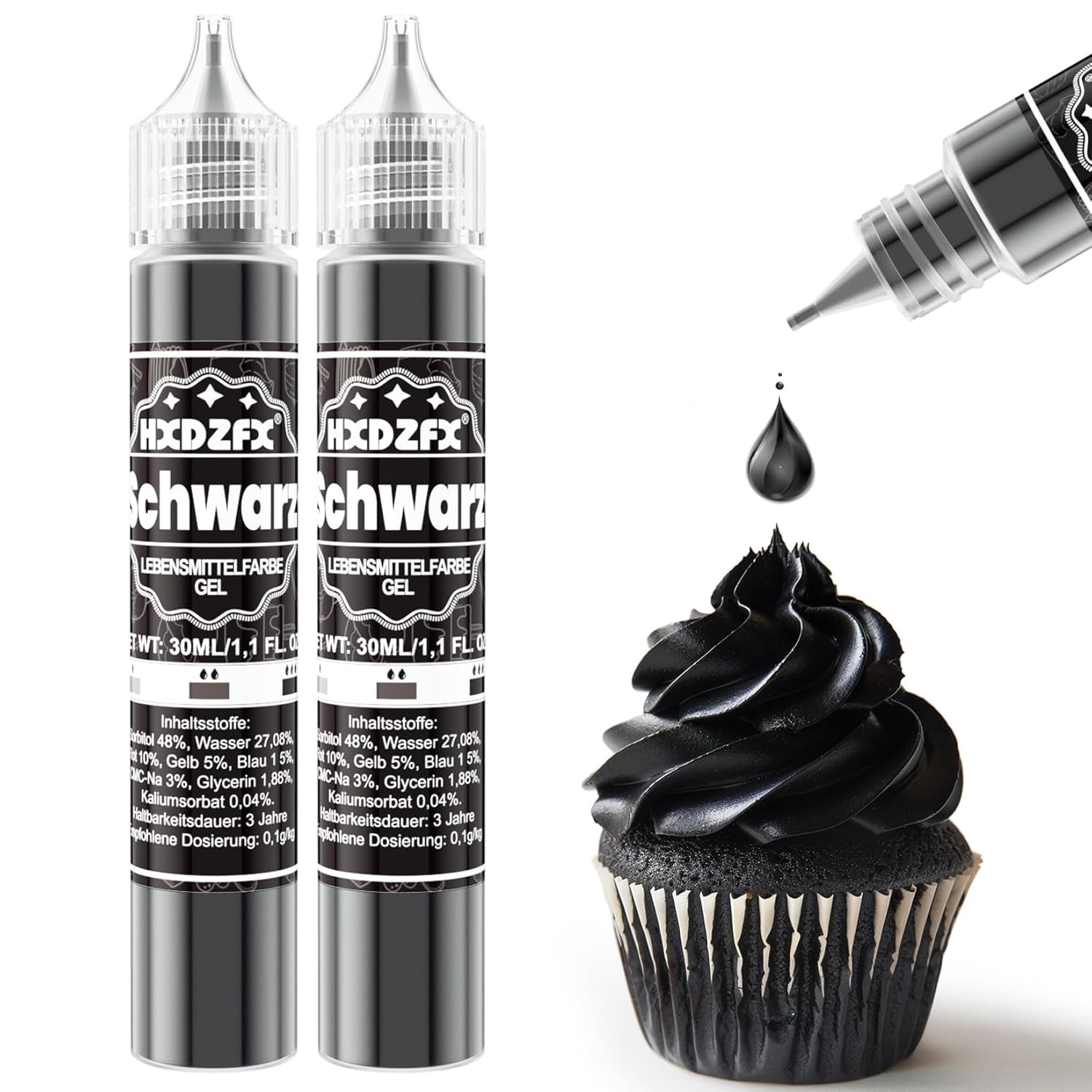 Gelvoedselkleuring - HXDZFX 2×30ml, suikervrije voedselkleuring, sterk geconcentreerd, voor het versieren van taarten, witte fondant, bitterkoekjes, koekjes, bakken, paaseieren, slijm (druivenpaars)