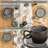 ZANGER Sydney | Keramische espressokopjes set van 12, mokka kopjes set voor 6, kop en schotels, vaatwasmachine- en magnetronbestendig, donkergrijs, 80 ml | DE WAARDE-COLLECTIE