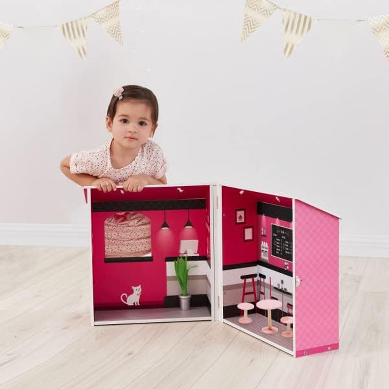 Teamson Kids - Dreamland City Café Poppenhuis 30cm - Roze/Wit/Zwart