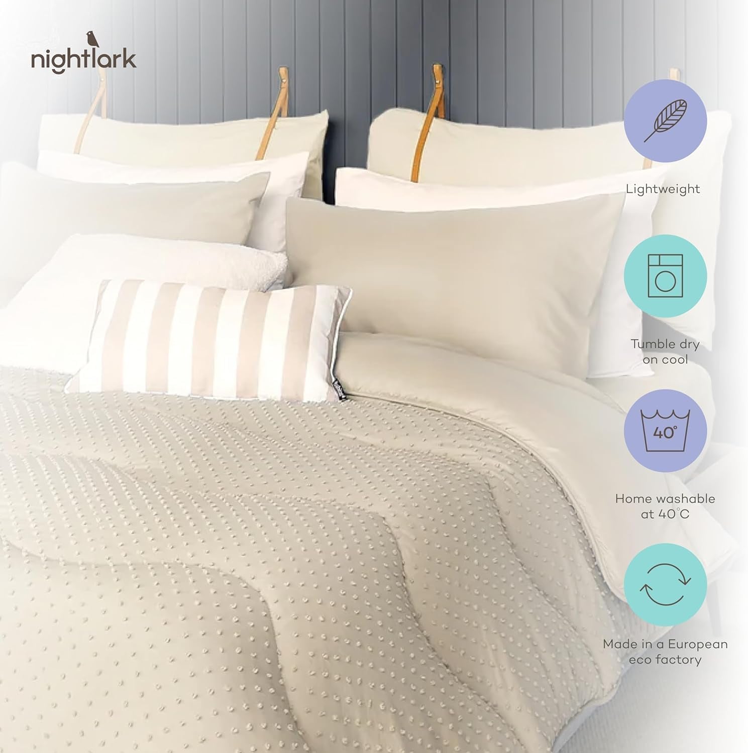 Night Lark dekbed zonder hoes, 4,5 Tog, Kingsize, Getufte Dot-collectie, luxe beddengoed, hypoallergeen, machinewasbaar, warm zand dekbedden en quilts Naty Shop
