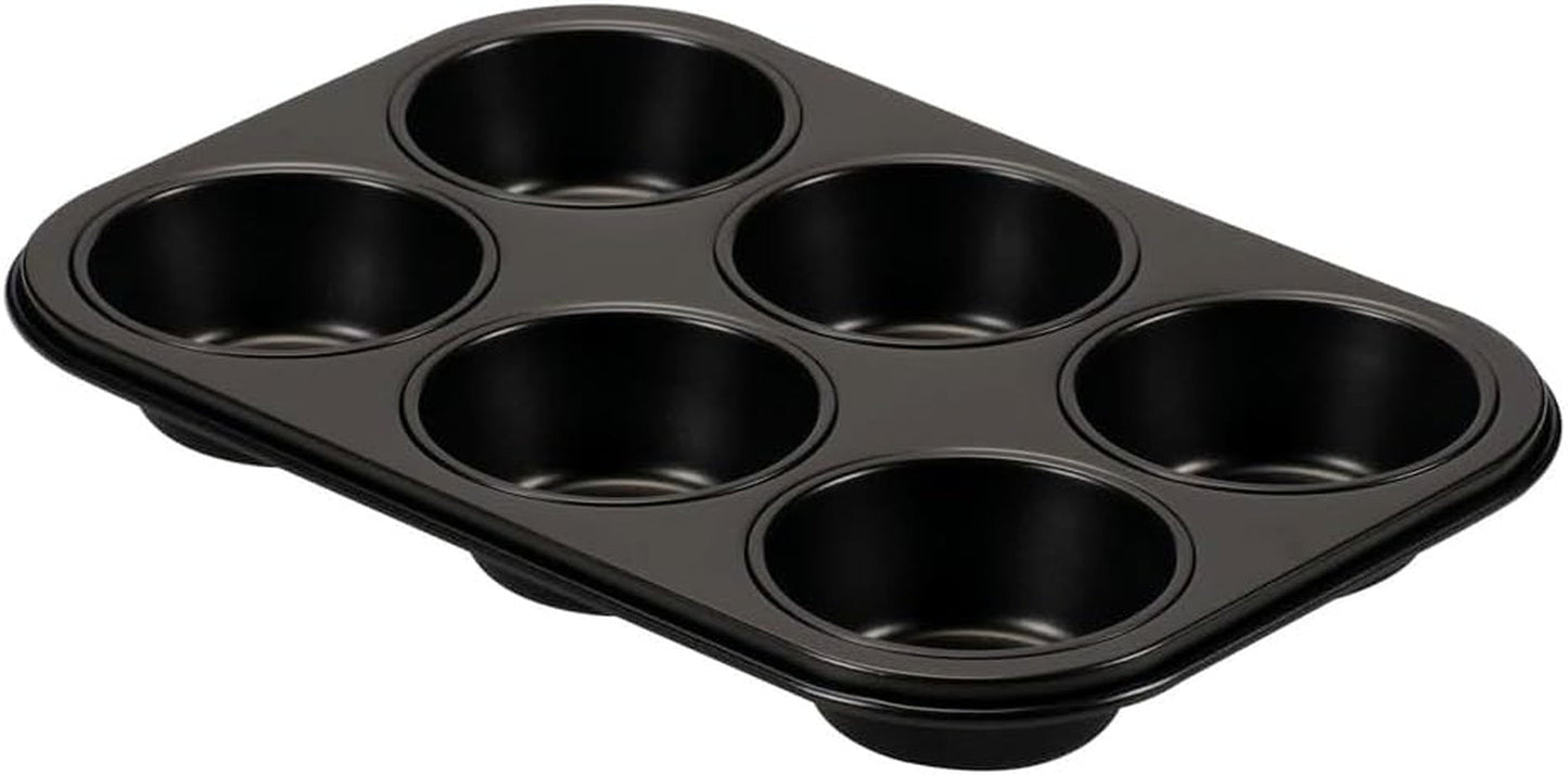 , Vorm 6 muffins 18,5x27cm, zwart Vormen en bakplaten Naty Shop 6 Muffins