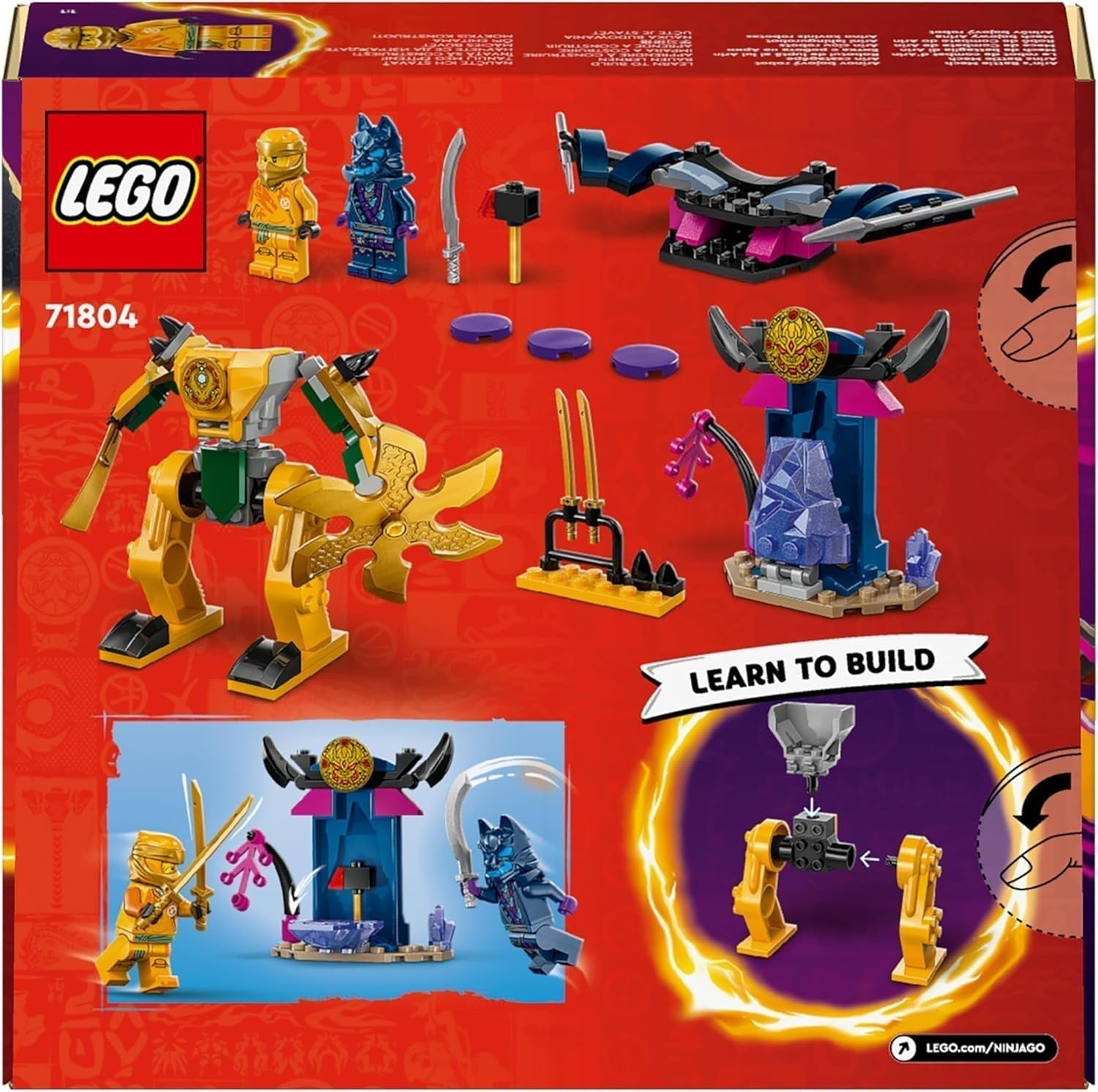 LEGO NINJAGO Arins Strijdmecha, Ninjaspeelgoed voor kinderen vanaf 4 jaar Met figuren Incl. Arin met mini-katana, actiefiguren en mechs, klein cadeautje voor jongens en meisjes 71804 Bouwsets Besuche den LEGO-Store