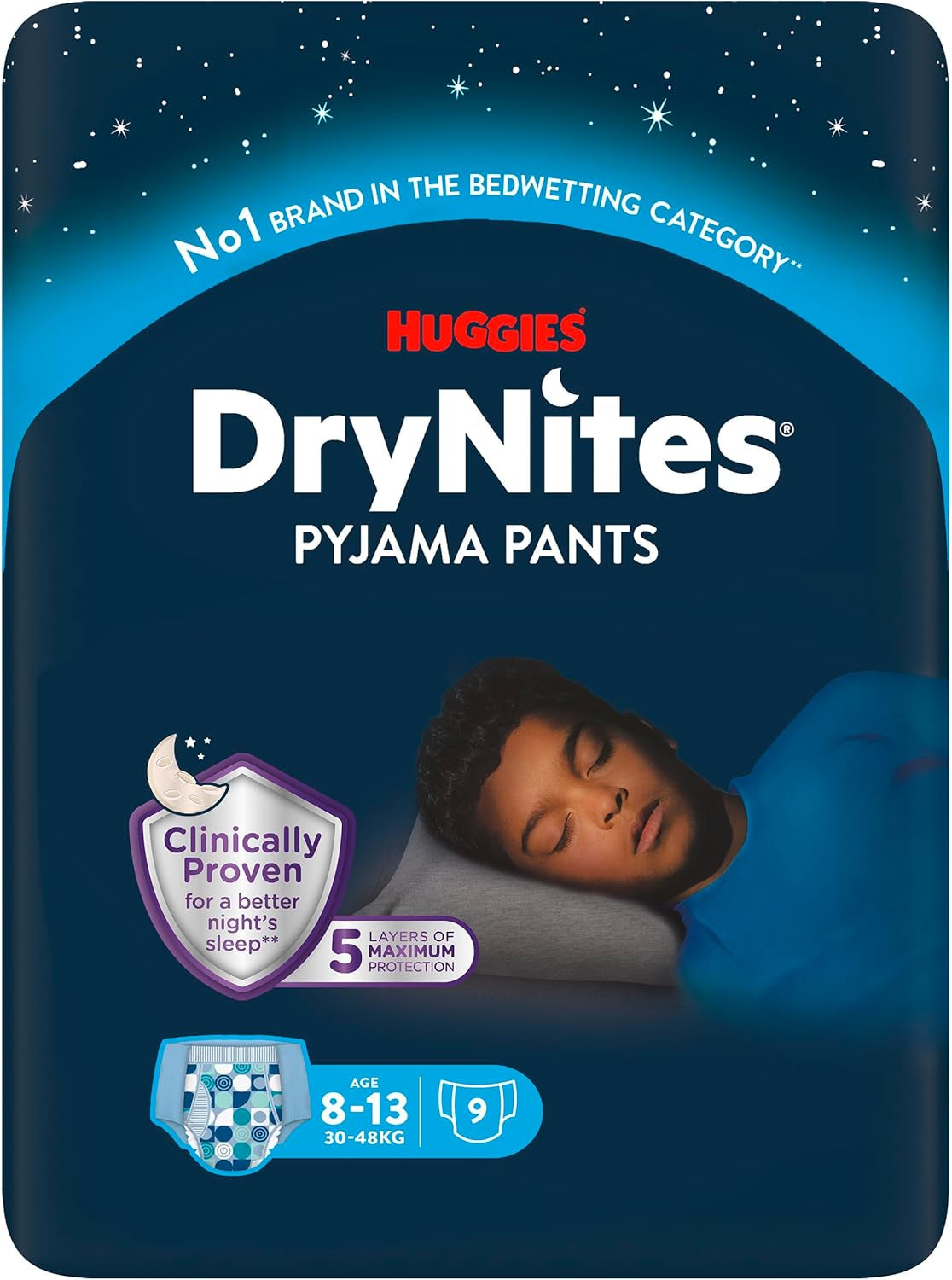 Huggies DryNites superabsorberende nachtluiers voor jongens van 8-13 jaar (30-48kg) 27 stuks (3 x 9 stuks) Pantyluiers