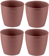 Set van 5 bruine potten, diameter 16 cm - Stevige kunststof potten - Decoratieve plantenbak met afwateringsmogelijkheid - Elegante pot voor binnen en buiten