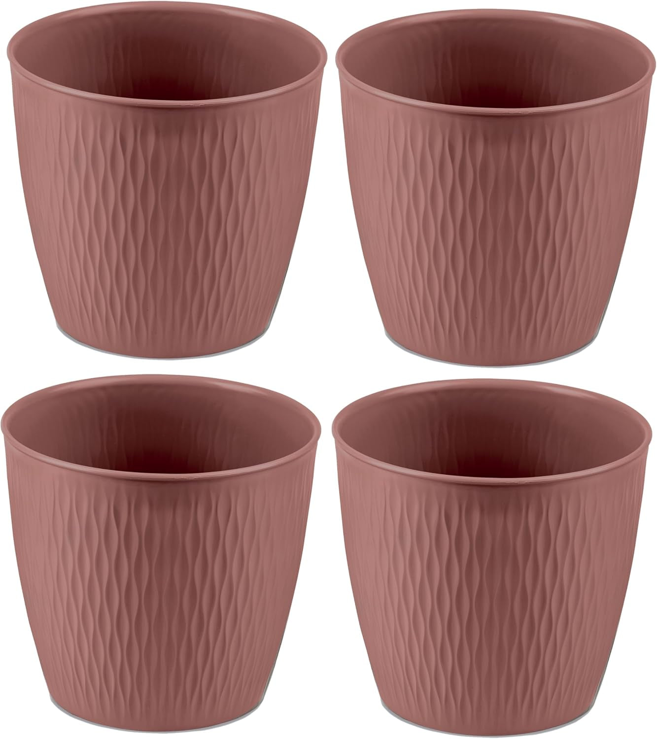 Set van 5 bruine potten, diameter 16 cm - Stevige kunststof potten - Decoratieve plantenbak met afwateringsmogelijkheid - Elegante pot voor binnen en buiten