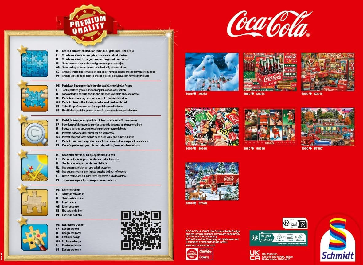 Schmidt Spiele 57598 Coca Cola Kersttruck, puzzel 1000 stukjes Puzzel Naty Shop