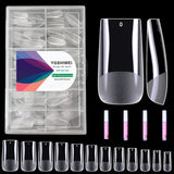 Volledige dekking kunstnagels 504-pack 12 maten kunstnagels met nagellijm Acryl kunstnagels met opbergdoos voor nagelstudio's en doe-het-zelf nagelkunst voor thuis (vierkant)