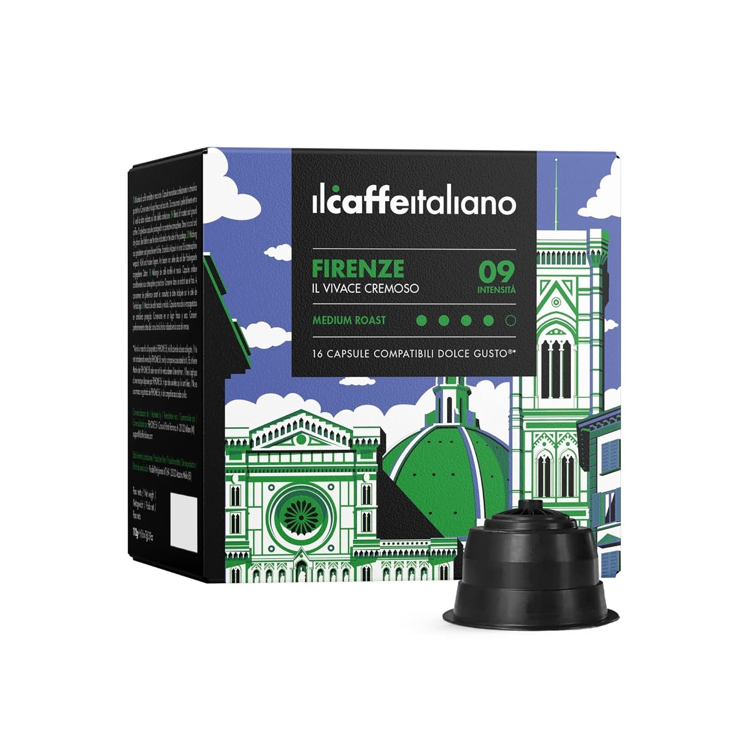 Nescafè Dolce Gusto, 96 Kaffeekapseln mit dem Nescafè-Dolce-Gusto-System compatibel - Il Caffè Italiano - Mischung Firenze, Intensität 9