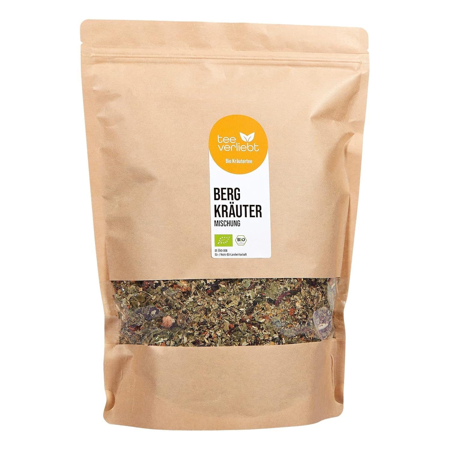 Teeverliebt bergkruidenthee, bramenblad losse kruidenthee, biologische theemix, 1kg