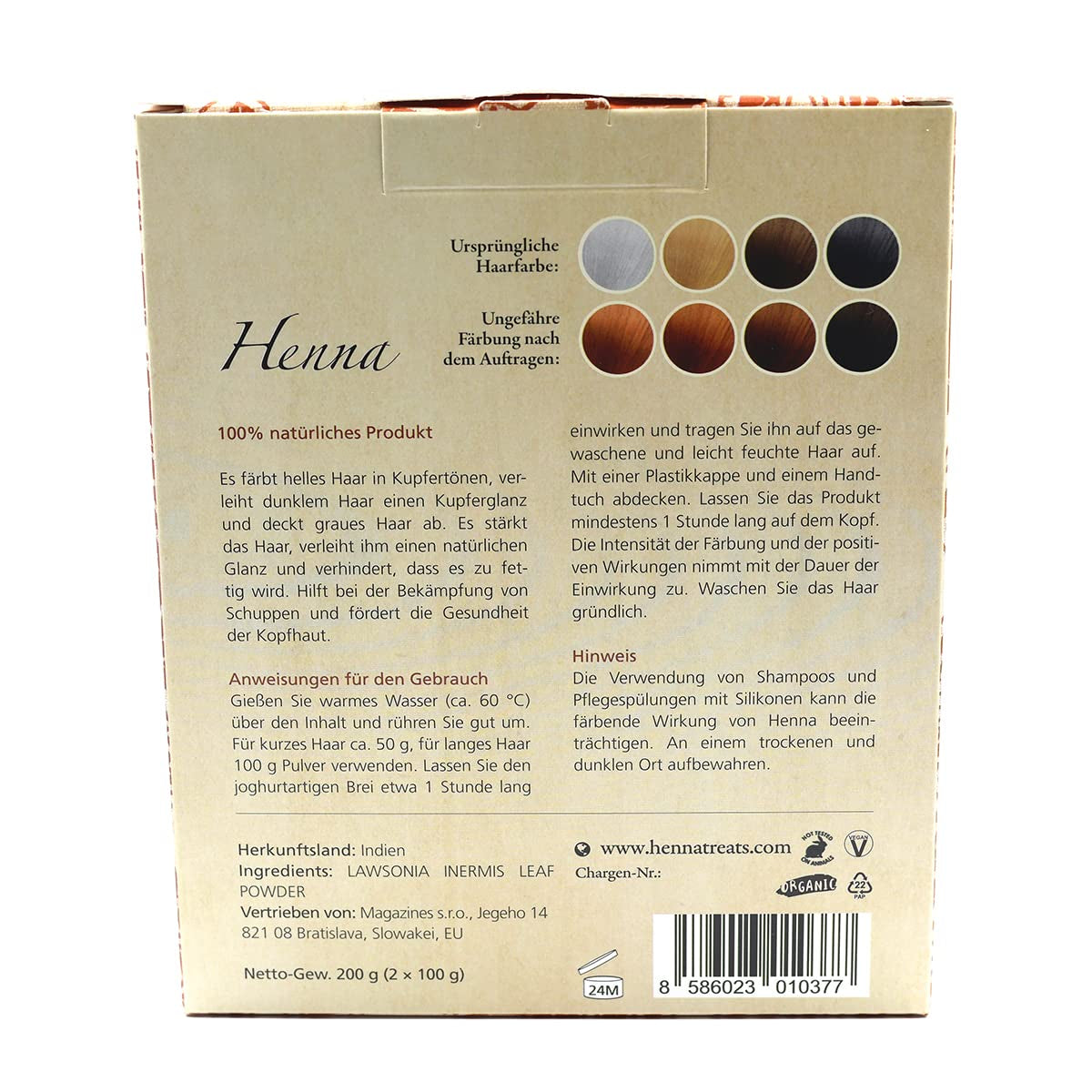 Henna - Koper - Natuurlijke haarkleuring en haarverzorging - Poeder - 200g Haarverf Naty Shop
