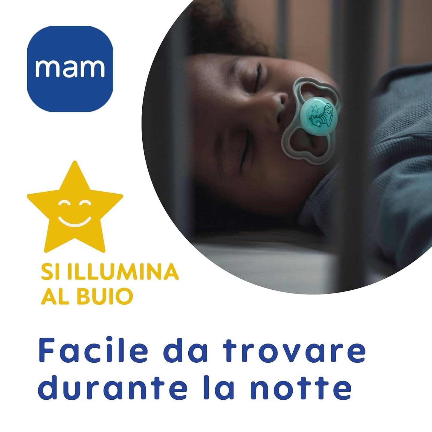 MAM Air Nachtfopspeen 6-16 maanden (2-pack) MAM-fopspeen 6-16 maanden, Glow In The Dark voor de gevoelige huid, babyaccessoire 2-pack met siliconen speen- en fopspeenhouder, neutraal/groen