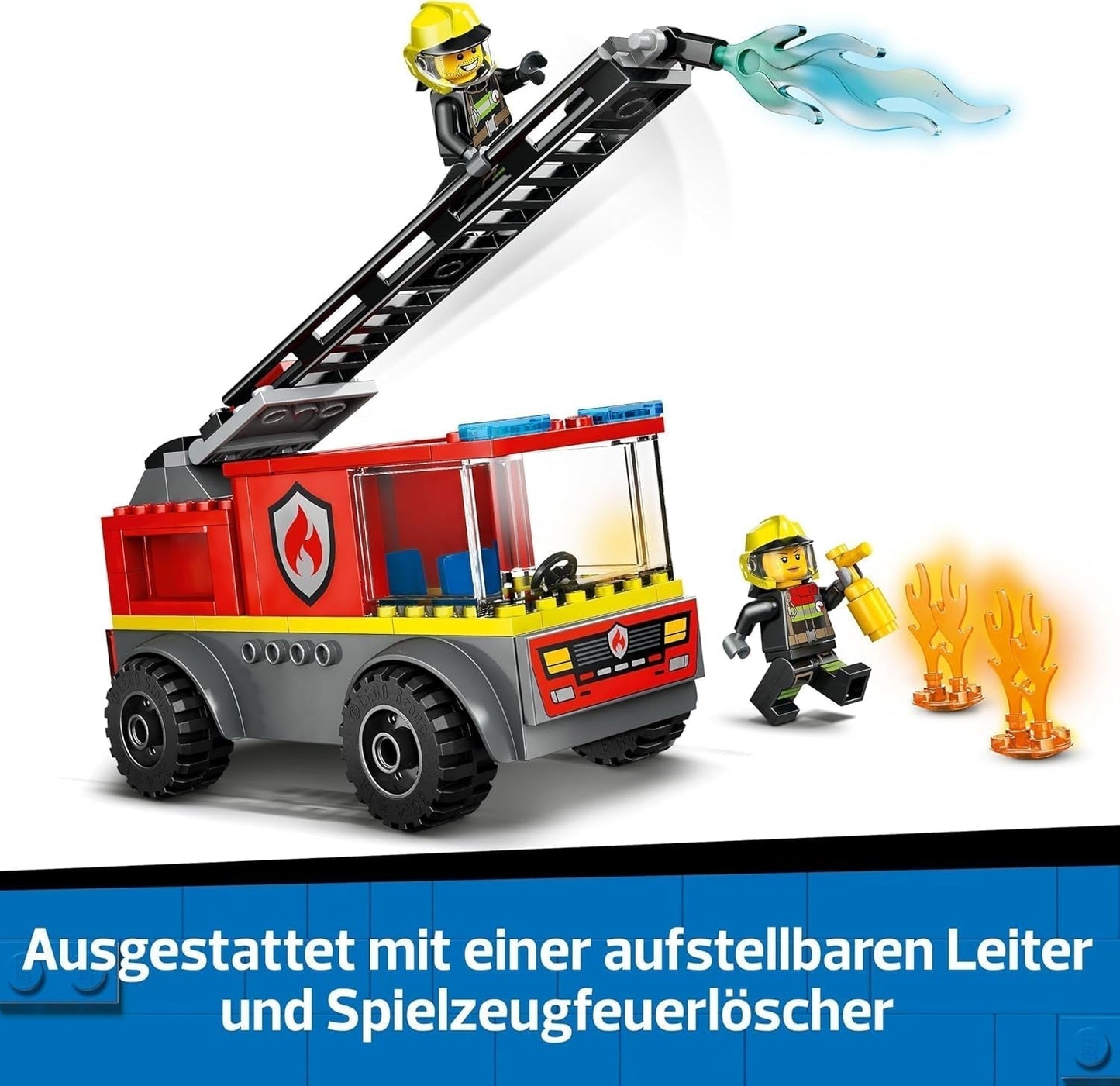 LEGO City Brandladderwagen - Speelgoedbrandweerwagen met 2 brandweerminifiguren voor jongens en meisjes vanaf 4 jaar - educatief speelgoed - cadeau voor kleuters 60463 Bouwsets Besuche den LEGO-Store