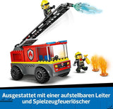 LEGO City Brandladderwagen - Speelgoedbrandweerwagen met 2 brandweerminifiguren voor jongens en meisjes vanaf 4 jaar - educatief speelgoed - cadeau voor kleuters 60463 Bouwsets Besuche den LEGO-Store