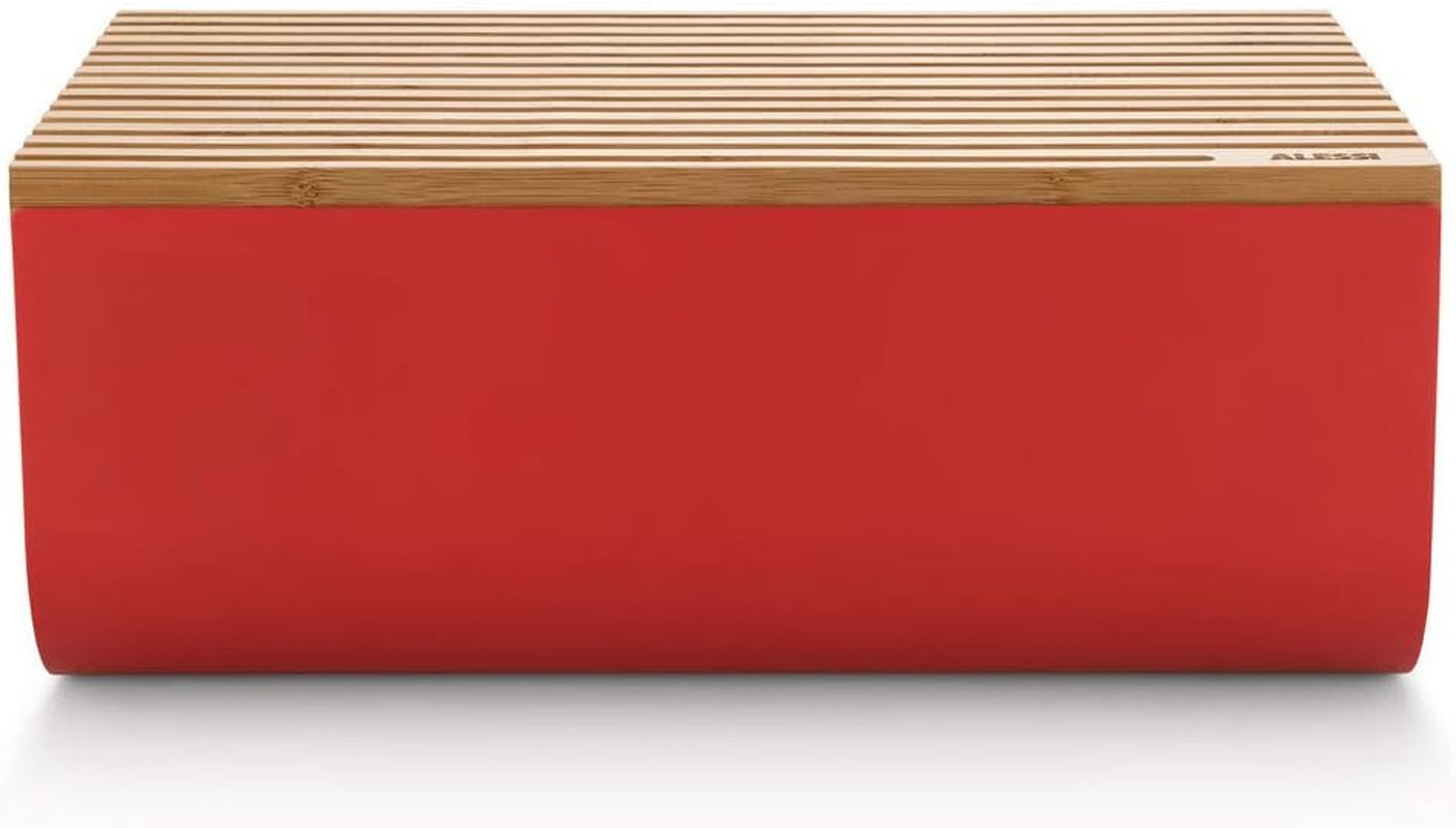 Alessi Mattina BG03 R - Roestvrijstalen broodmand met epoxyhars en bamboehout, rood Voedselbewaardozen Naty Shop