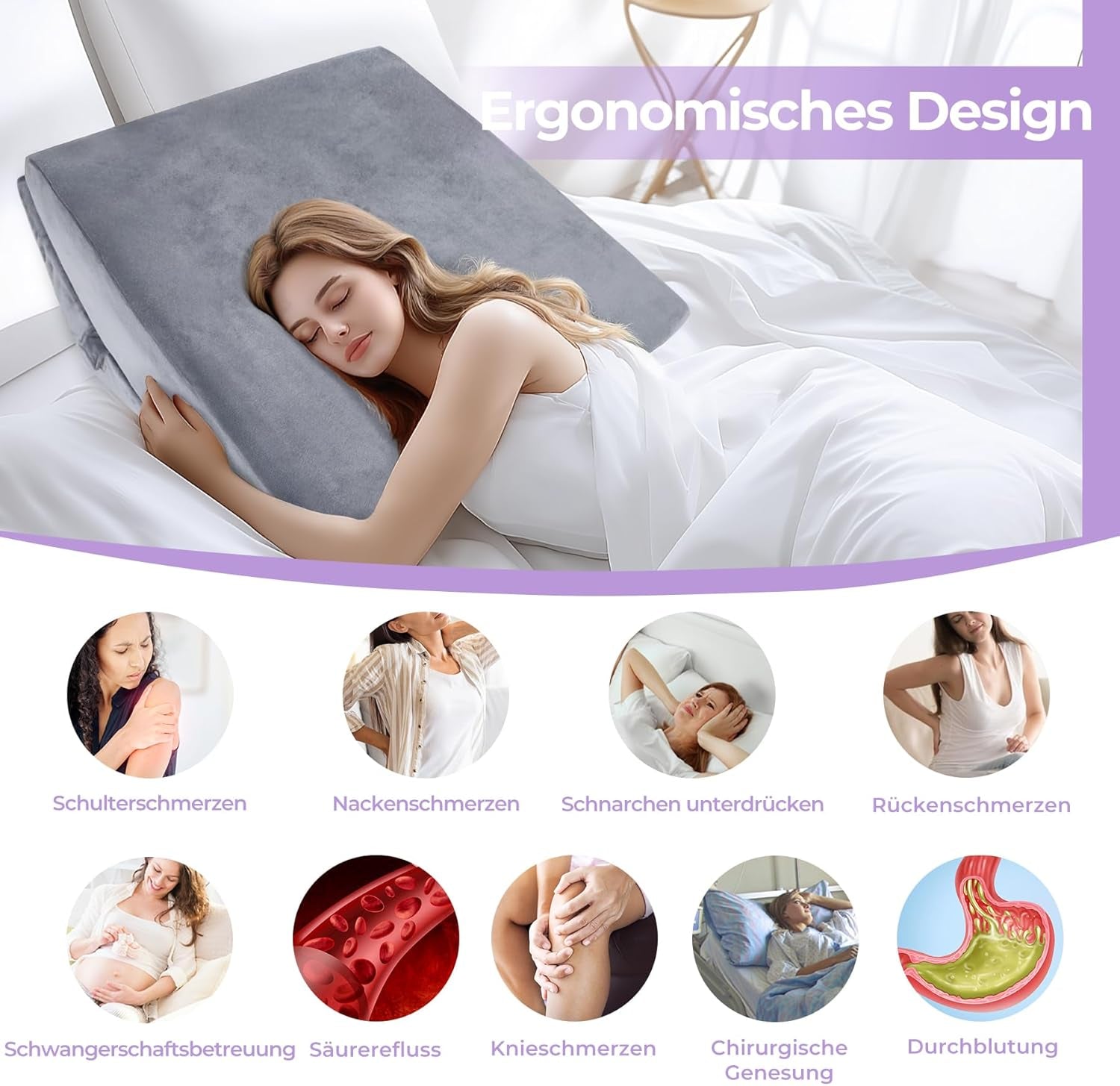 Verstelbaar verenkussen met hoge dichtheid, ergonomisch rugkussen voor bed en bank, anti-reflux leeskussen voor slapen, spelen, tv kijken (zwaar)