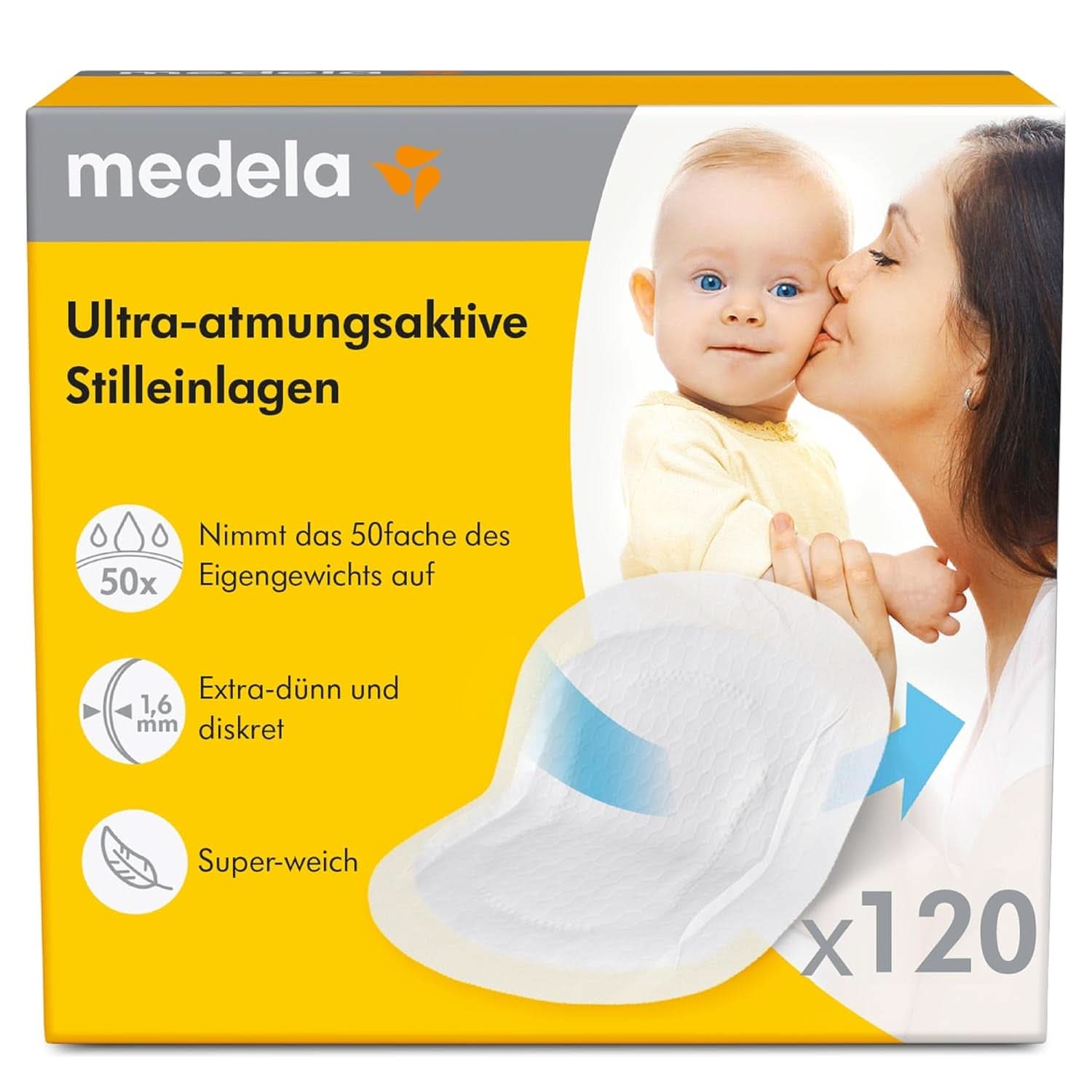 Ultra ademende zoogcompressen van Medela, 120 stuks Voedings- en borstvoedingsaccessoires Bebe Naty Shop