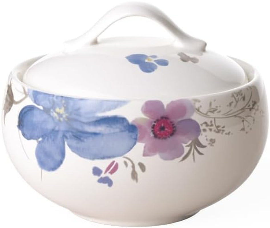 Villeroy & Boch Mariefleur Gris Basic suikerpot, premium porselein, wit/veelkleurig