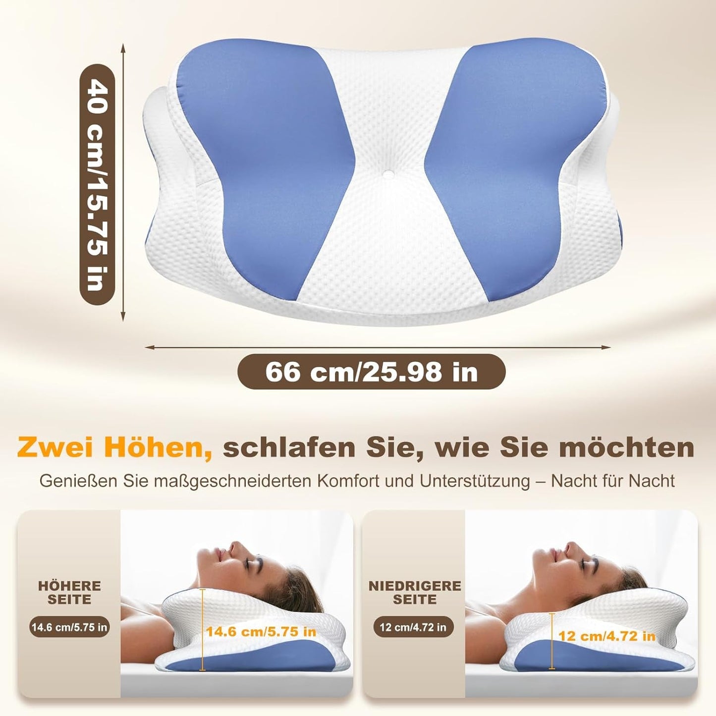 Ergonomisch zijslaperkussen - nekkussen Nek- en schouderpijnondersteunend kussen Orthopedisch traagschuim neksteunkussen voor buik Rug- en zijslaper met neksteun Cervicale orthopedische kussens Naty Shop