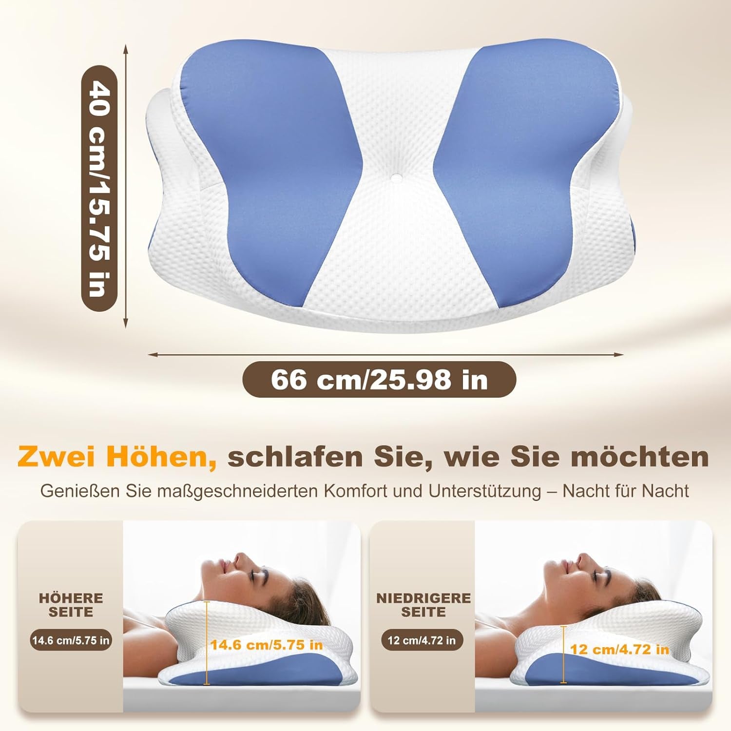 Ergonomisch zijslaperkussen - nekkussen Nek- en schouderpijnondersteunend kussen Orthopedisch traagschuim neksteunkussen voor buik Rug- en zijslaper met neksteun Cervicale orthopedische kussens Naty Shop