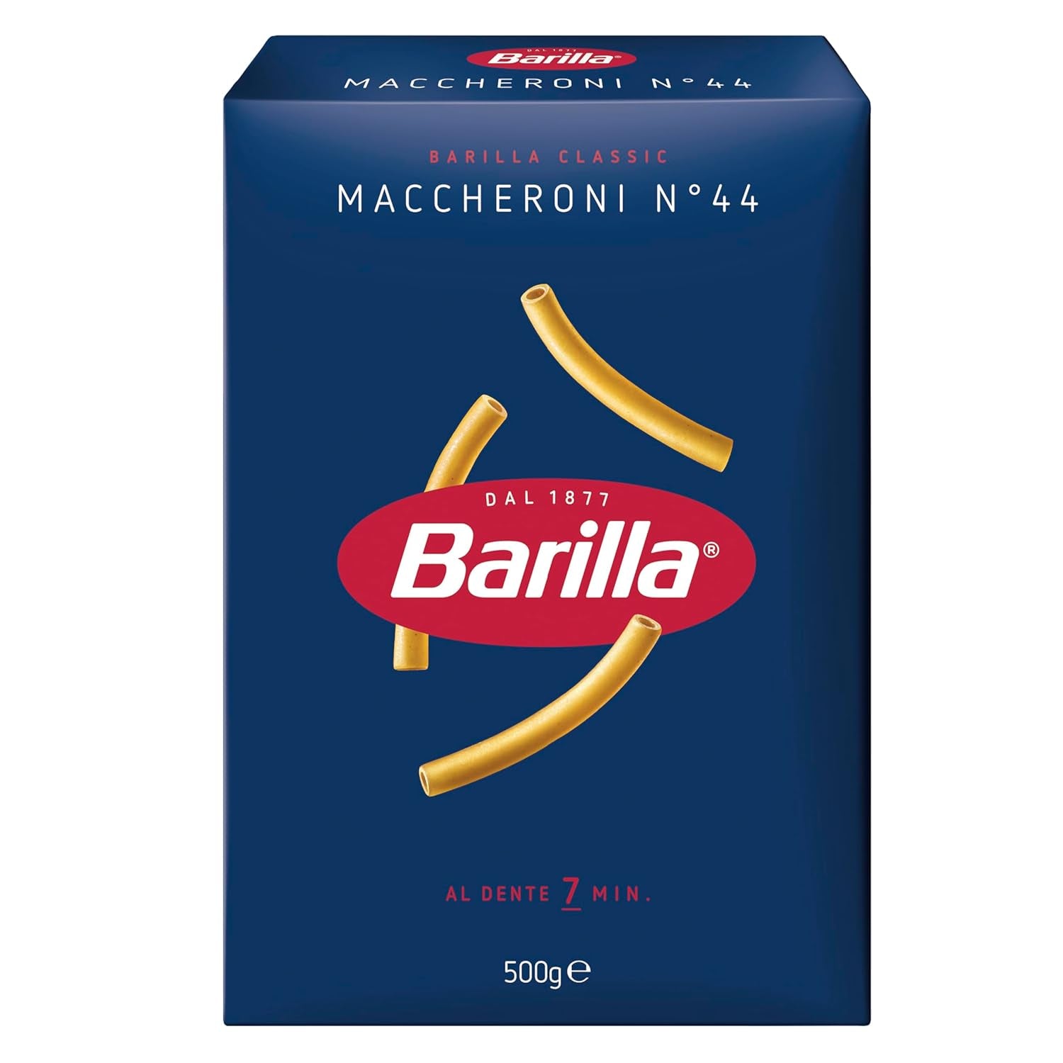 Pasta Barilla Klassieke Maccheroni nr. 44 durumtarwe van hoge kwaliteit, altijd beetgaar, 500 g