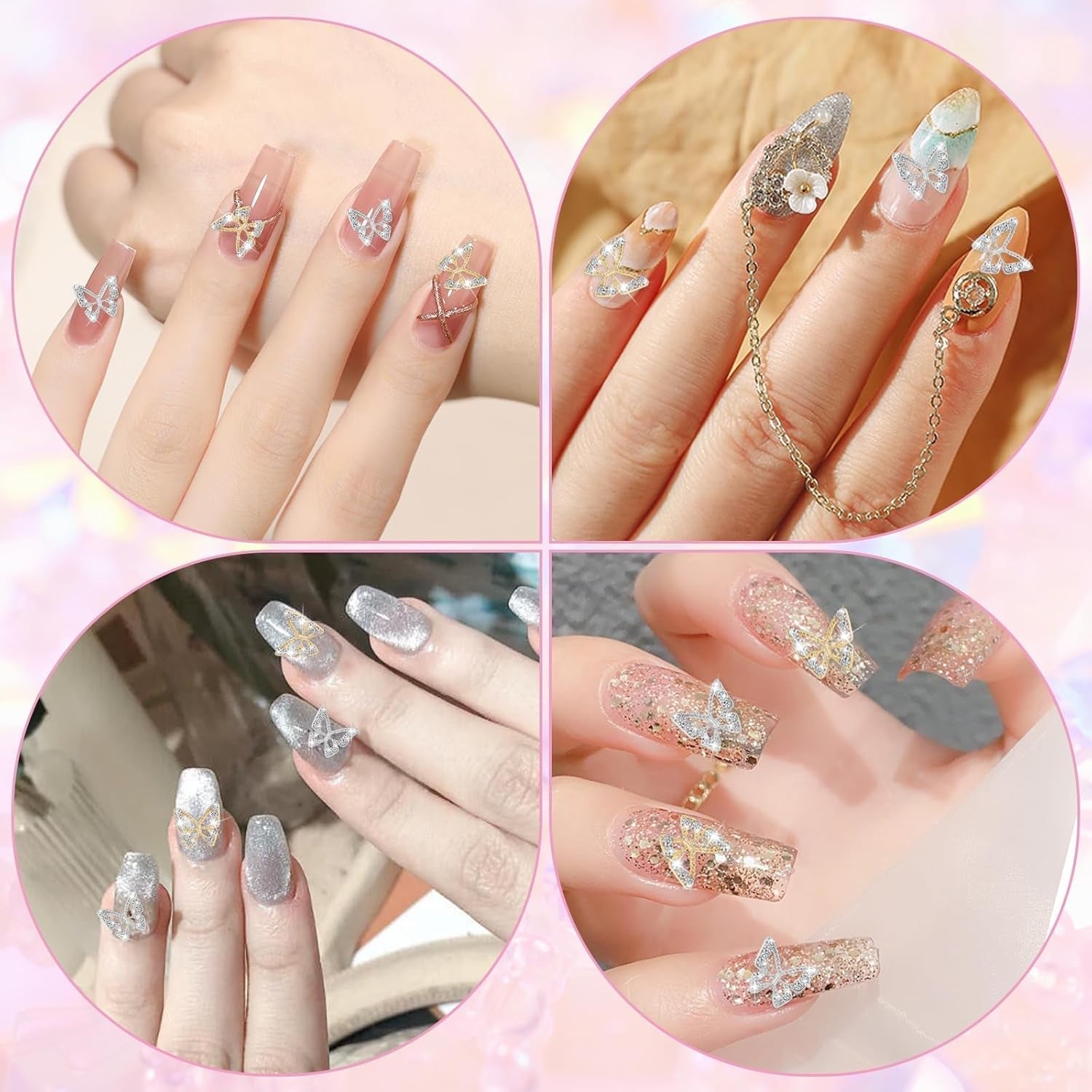 20 stuks glitter vlinder nagelbedels, nail art strass steentjes, nagelstenen, vlinder nail art, strass steentjes, Valentijnsdag nagelbedels, doe-het-zelf mobiele telefoon hoesje decoratie