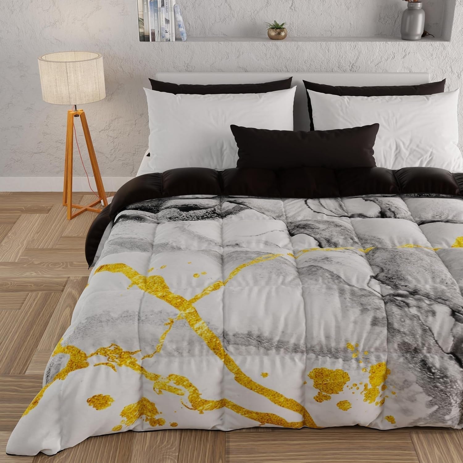 PETTI Artigiani Italiani - Winterquilt, Winterquilt, Eenvoudige quilt, Dubbelzijdig, Monocolor en digitaal printen, 100% hypoallergene microvezel, Made in Italy