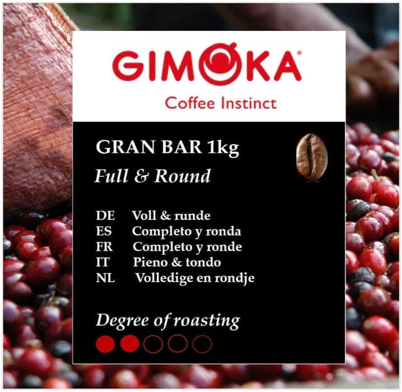 Gimoka Gran Bar Koffiebonen, rijk en romig, 1 kg, 10 stuks, + sleutelhanger