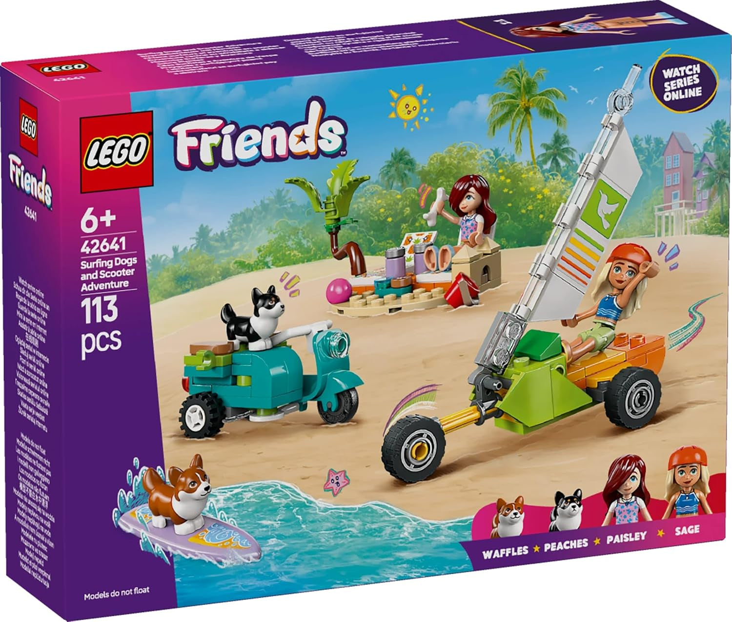 LEGO Friends Strandavontuur met honden Bouwspeelgoed voor meisjes, 6 jaar oud Dierenspeelset met 2 minifiguren en 2 Corgi-figuren Creatief kindercadeau Surfplankavontuur bouwset 42641 Bouwsets Besuche in LEGO-Store