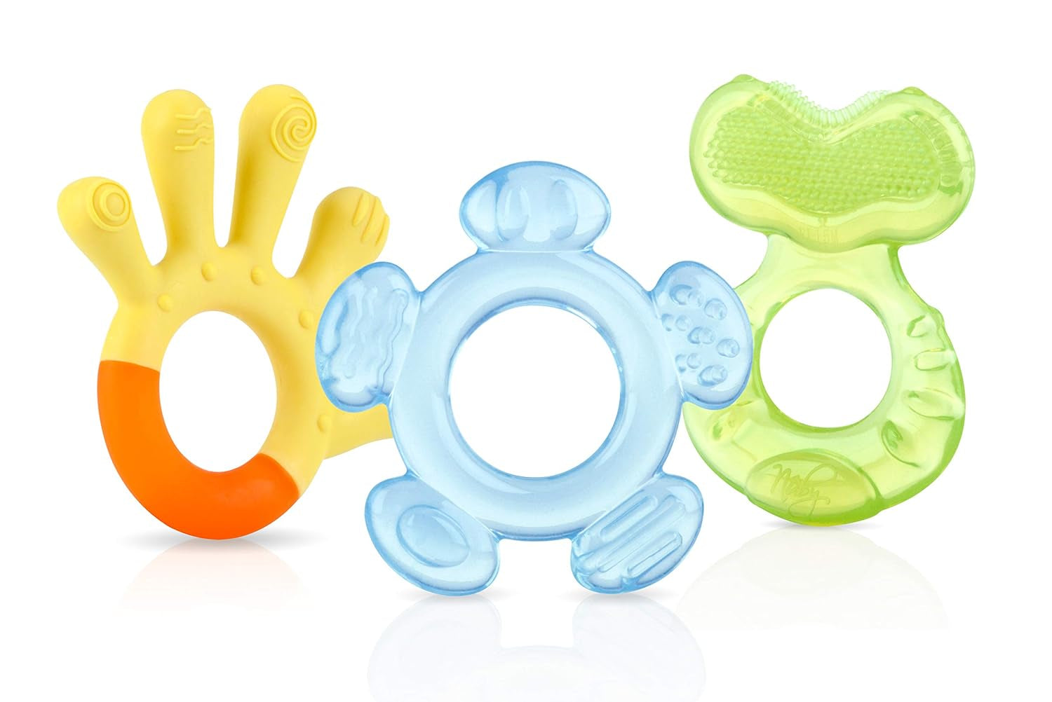 Nuby - 3-traps bijtringen - 3 bijtringen voor tandvleesstimulatie en verlichting van tandjespijn - Baby-bijtspeeltje - BPA-vrij - 3+ maanden