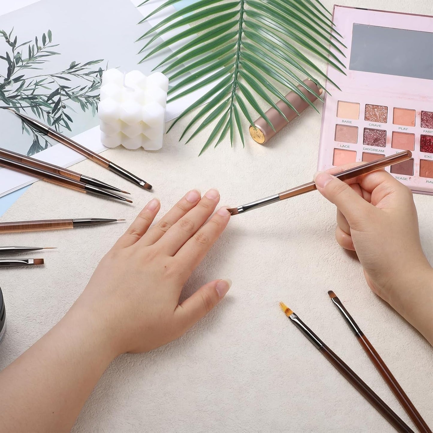 10 Stück Nailart Pinsel Set, Braun Nail Art Penselen Nailart Design Pinsel Nageldesign Pinselfür Gelnägelfür Heimwerker Maniküre Salon Zuhause Nailpinsel Set