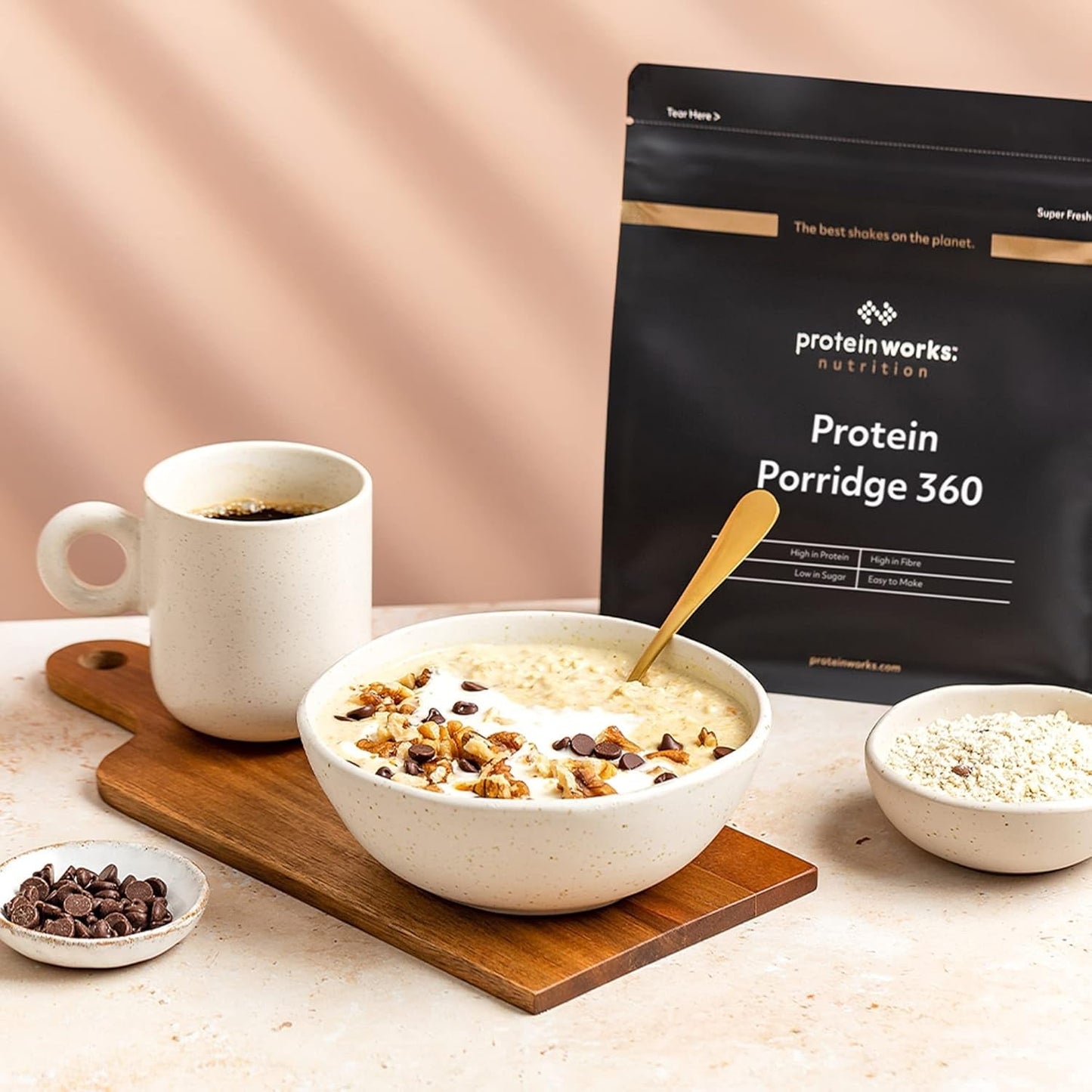Protein Works - Eiwitpap 360 | Mythe Extra vitaminen en mineralen | Proteinreiches Frühstück | Kalorienarme Haferflocken | 6 Porties | Melkchocolade 500G Granen Naty Shop