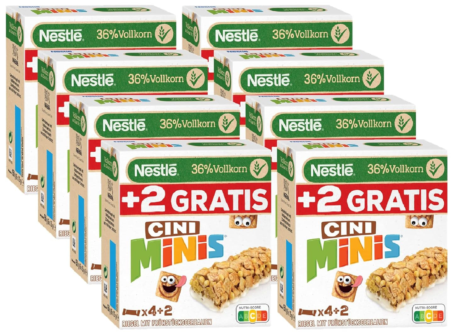 NESTLÉ CINI MINIS Kaneelrepen, volkoren calcium knapperige snack, 8 stuks (elk 4 x 25 g)
