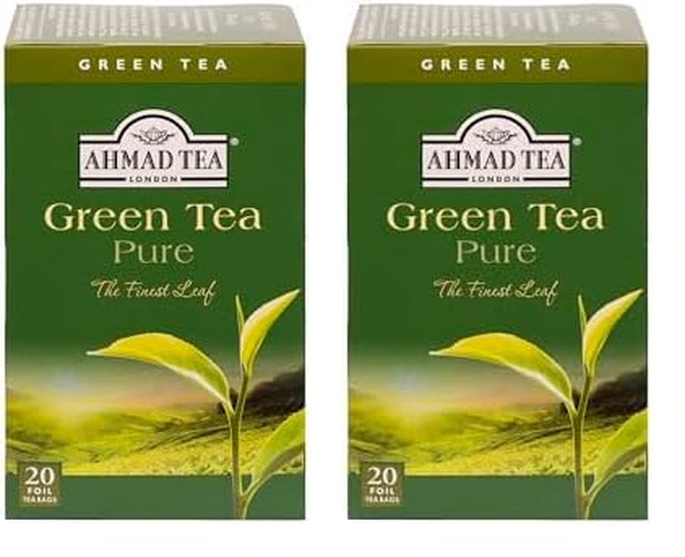 Ahmad Tea - Groene thee - Smaakverzegelde, individueel verpakte theezakjes met 2 g thee per portie - 20 theezakjes met bandjes (pak van 2)