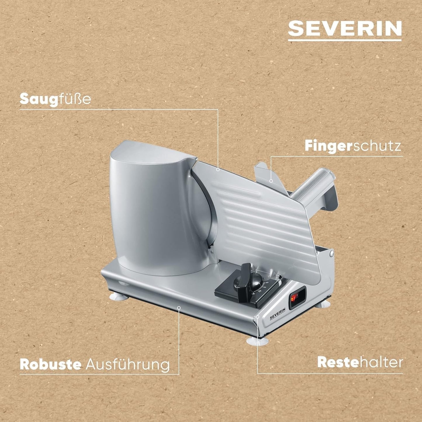 SEVERIN Multifunctionele snijmachine voor brood, worstjes of geraspte kaas en Naty Shop Snijmachines