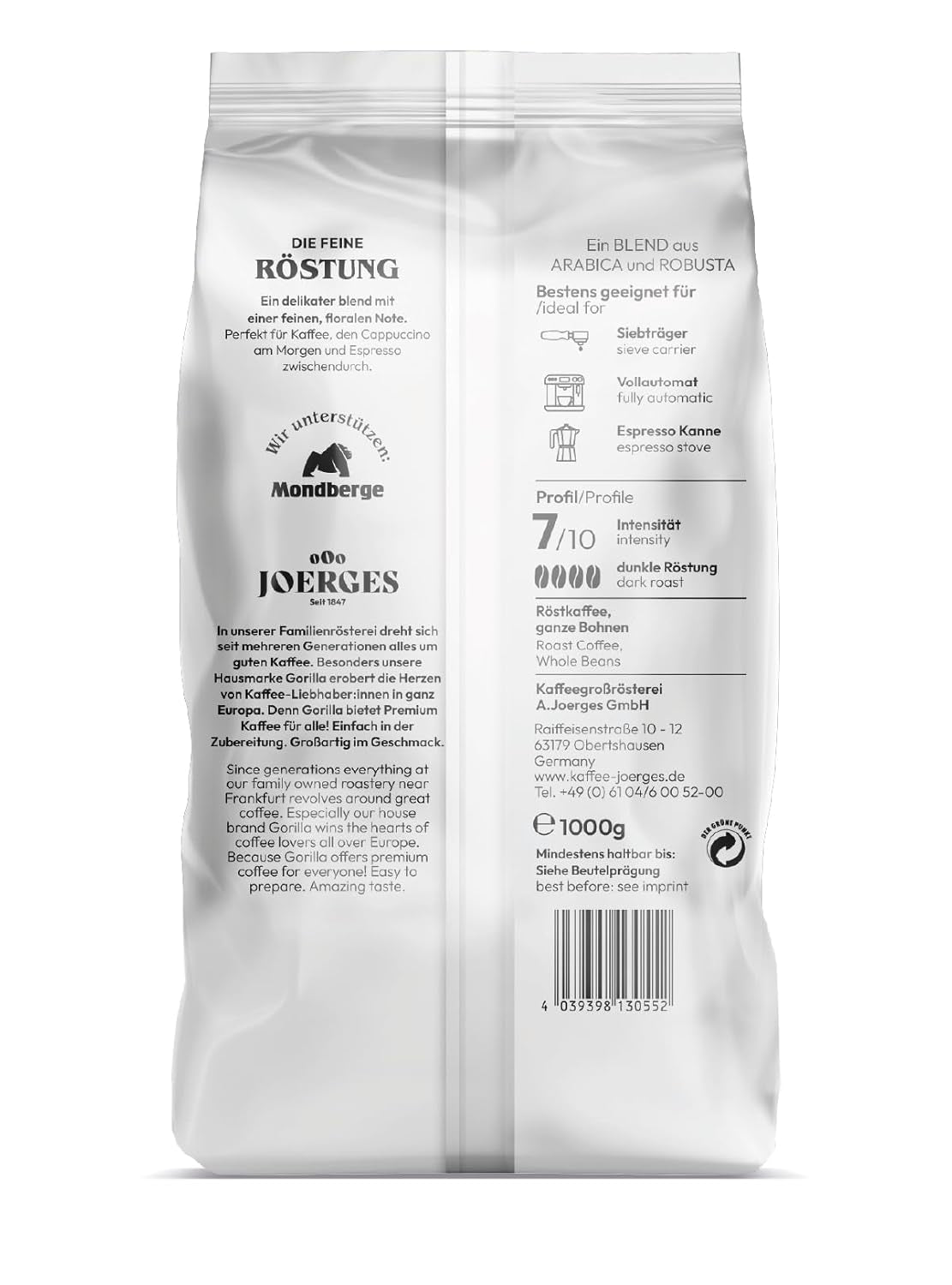 Joerges Espresso Delicaat, 1kg, wit