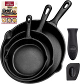 OVERMONT gietijzeren grillpan met handvat Potten en pannen Naty Shop Rond Set van 3 stuks